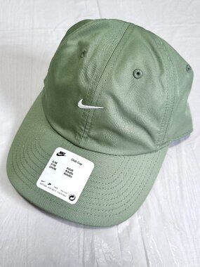 NIKE Originals Poly Olive Green Sport Cap Adjustable Hat Sz S/M Swoosh Athletic